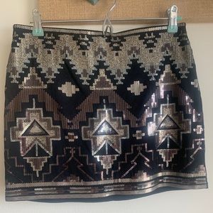 Express sequin deco stretch mini skirt